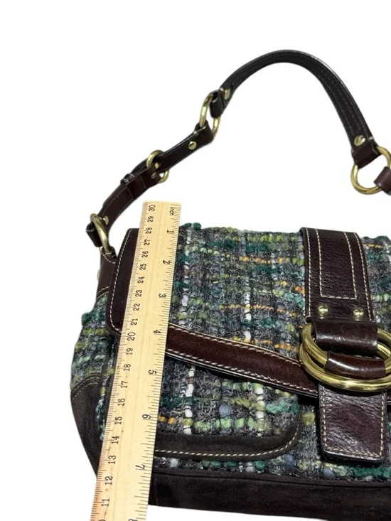 RARE VTG Coach Soho Womens Tweed Shoulder Bag Wool Alpaca Brown Green Y2K - Picture 4 of 16
